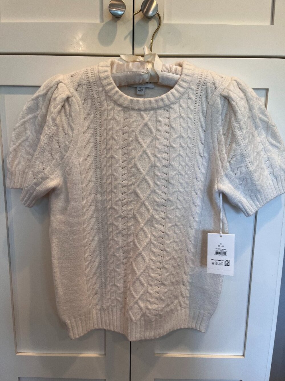 white short sleeve sweater